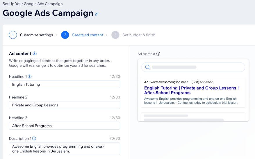 Creating Google Ads